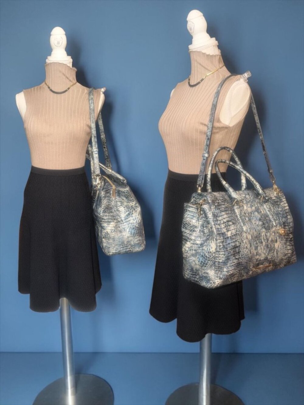 Brahmin Finley Carryall Blue Shadow Melbourne Croc Embossed Leather Doctors Bag - Picture 3 of 15